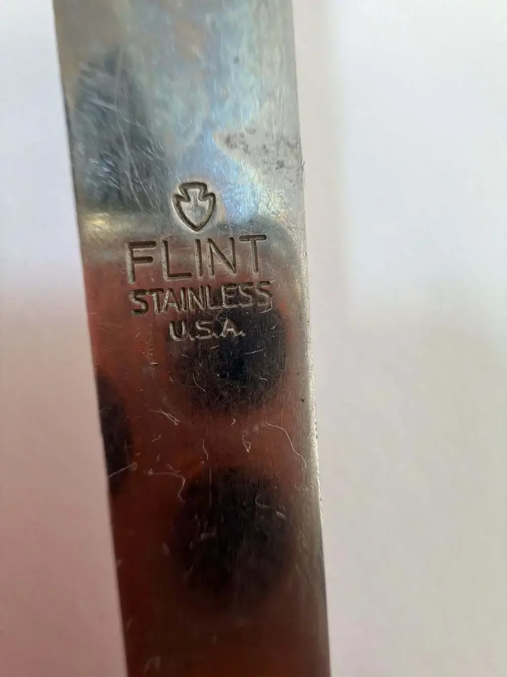 Vintage Flint Stainless USA Two-Prong Carving Fork with Wood Handle